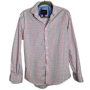 Egara Button Up Shirt Slim Fit No Iron Checker Medium Mens